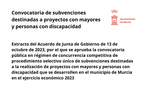 Convocatoria de subvenciones del Ayuntamiento de Murcia